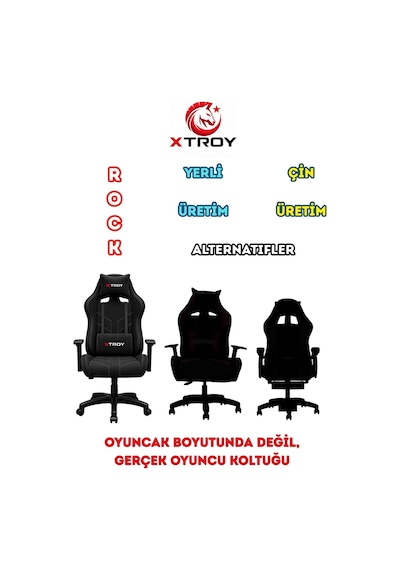XTroy Rock Model Kumaş Oyuncu Koltuğu Siyah