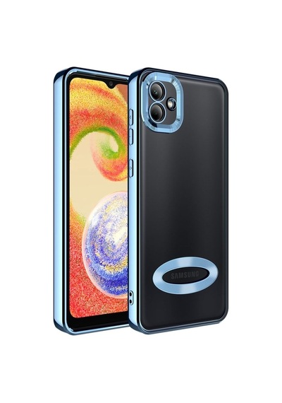 Galaxy A04 Kılıf Kamera Korumalı Logo Gösteren Zore Omega Kapak Sierra Mavi