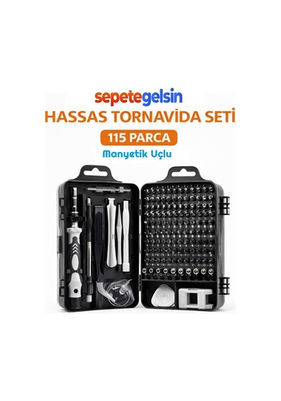 Sepetegelsin Manyetik Hassas Tornavida Seti 115 Parça Krom Vanadyum Çelik Telefon Laptop Tamir Seti