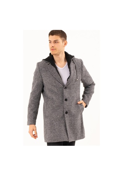 Plt8376 Dewberry Erkek Palto-Desenli Gri-Desenli Gri