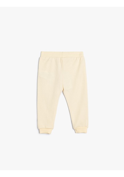 Koton Basic Jogger Eşofman Altı Beli Bağlamalı Pamuklu Ekru 5wmb40012tk Ekru