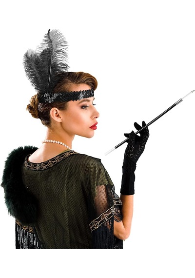 Go İthalat 1920&amp 39 Ler Gatsby Aksesuar Seti Siyah Charleston Saç Bandı &amp Amp Sigaralık 18+ Yaş