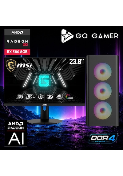 Go Gamer AE37D R5-5500 16 GB 512 GB SSD RX580 8 GB 24" Free Dos Oem Paket Masaüstü Oyuncu Bilgisayarı