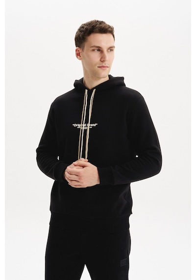 AR-MA Arma Erkek Kapüşonlu Sweatshirt Örme 3 İplik Şardonlu, Yazı Baskılı,cepsiz,sade Ve Şık, Regular Fit K30254628802 Siyah