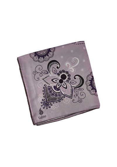 Mim Eşarp Mısırlı Eşarpları Mısırlı Eşarp Alize Krep Etnik Desenli Eşarp 140x140 Cm Gri - Mor
