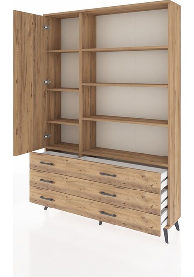 Arges Dolap 8 Raflı 6 Çekmeceli Tek Kapaklı 132x30x195 Çam-çam/çam Atlas Çam/atlas Çam Arges Dolap 8 Raflı 6 Çekmeceli Tek Kapaklı 132x30x195 Çam-çam/çam Atlas Çam/atlas Çam
