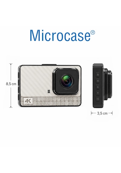 Microcase Wifi Destekli Akıllı Kayıt Sistemli 4k Çift Kameralı Araç Kamerası Video Kayıt Cihazı Al5756