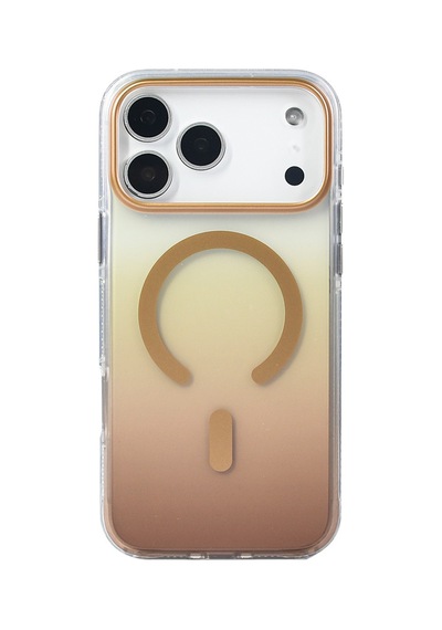 Apple Uyumlu iPhone 17 Pro Max Kılıf Transparan Renk Geçişli M-safe Şarj Özellikli Toros Kapak Gold