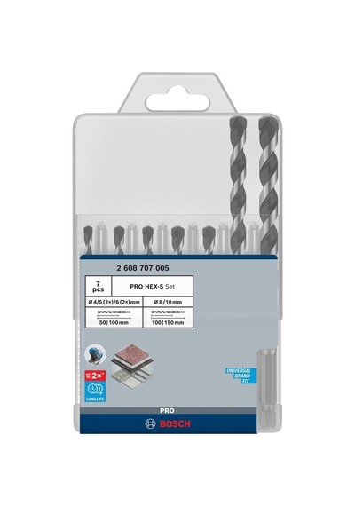 Bosch Pro Hex-5 7'li Beton Matkap Ucu Seti 4-10 Mm 2608707005