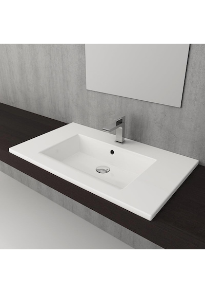 Bocchi Milano Etajerli Lavabo 80 CM Parlak Beyaz 1113-001-0126