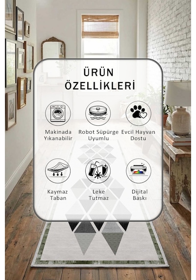 Ehl-02 Eski Katalog Yıkanabilir Yolluk Açık Gri