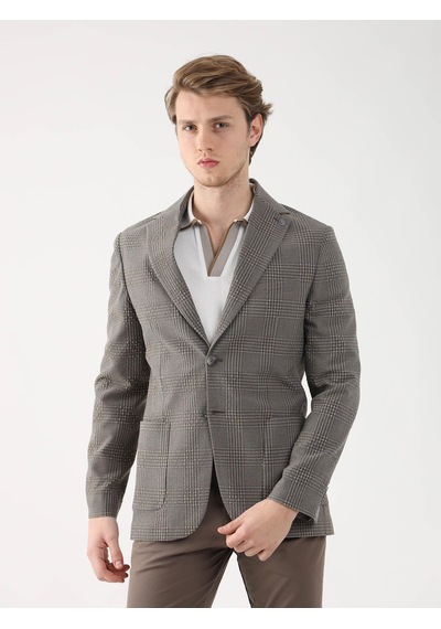 Dufy Kahve Erkek Slim Fit Mono Yaka Ceket - 95400 Kahverengi