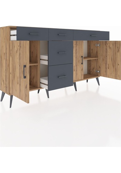 Arges Konsol 2 Raflı 5 Çekmeceli 3 Kapaklı 176x30x99 Çam-çam/antrasit Atlas Çam/antrasıt - Atlas Çam Arges Konsol 2 Raflı 5 Çekmeceli 3 Kapaklı 176x30x99 Çam-çam/antrasit Atlas Çam/antrasıt - Atlas Çam