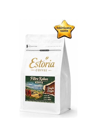 Estoria Coffee Kenya Filtre Kahve 250 G %100 Arabica Yoğun Aroma Meyvemsi Notalar Öğütülmüş