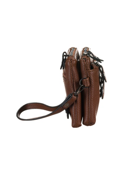 Westpolo Vegan Deri Çift Bölmeli Bilek Ve El Tutamaçlı Unisex El Çantası - 6061 Taba