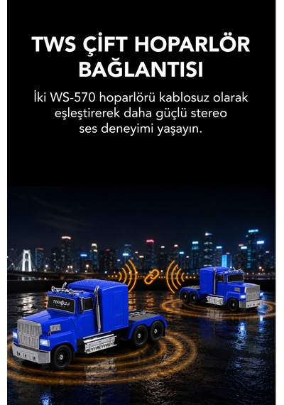 Tır Tasarımlı Bluetooth Hoparlör 15w Rgb Işıklı Fm Radyo Usb Tf Kart Çoklu Bağlantı Vintage