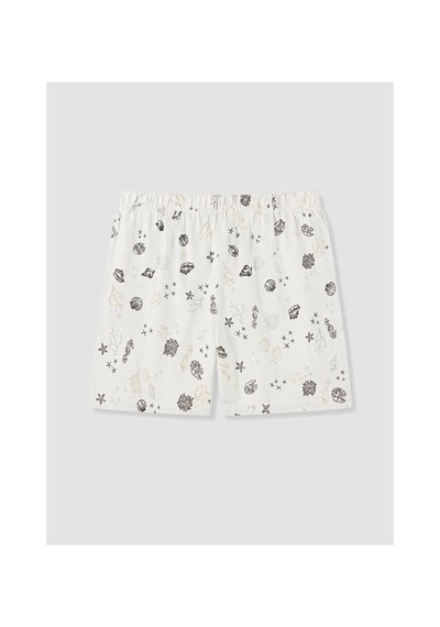 Lcw Dream Ekru Baskılı %100 Pamuklu Kadın Şort Pijama Altı