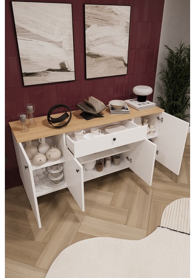 Lüks Konsol Tv Ünitesi %100 Mdf Salon Ve Yemek Odası Ünitesi Knsl03 Beyaz - Karına Lüks Konsol Tv Ünitesi %100 Mdf Salon Ve Yemek Odası Ünitesi Knsl03 Beyaz - Karına