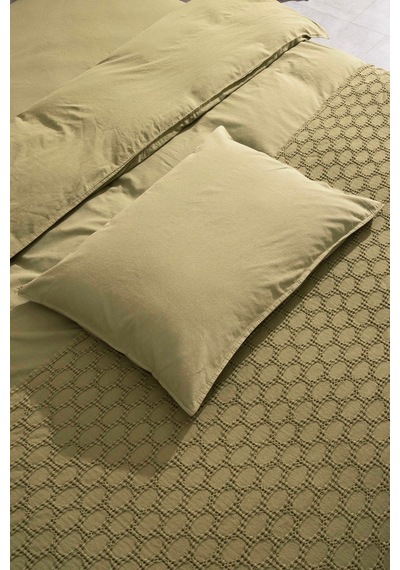 Kaay Stone Wash Pike / Yatak Örtüsü 200x240 Çift Kişilik Yağ Yeşili