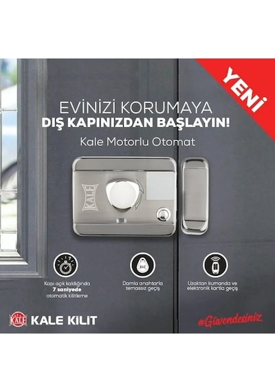 Kale Kilit Motorlu Sessiz Otomat Kd050/30-400 Kumandalı, Damla Anahtarlı, Elektrikli Kapı Kilidi