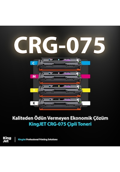 Kingjet Canon Uyumlu Crg-075 Standart Kapasiteli 4 Renk Takım Çipli Uyumlu  Toneri Lbp647cdw