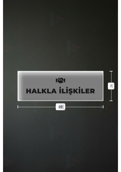 Halkla İlışkıler Yazılı - Metal - Beyaz Renk - Kapı İsimliği - 20x7 Cm