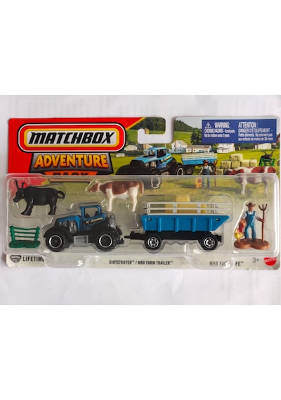 Matchbox Adventure Pack Dirtstroyer Mbx Farm Trailer Çiftlik Traktör Mavi