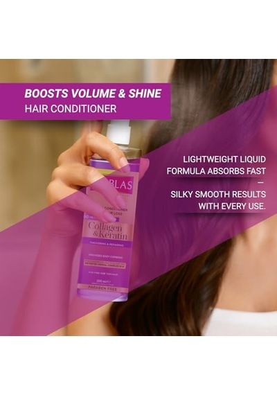 Kolajen &amp Keratin Sıvı Saç Kremi Durulanmayan, Onarıcı &amp Dolgunlaştırıcı Etki, Bitkisel Kompleks B1