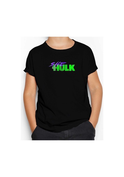 Zepplin Giyim She Hulk Logo Siyah Çocuk Tişört Siyah
