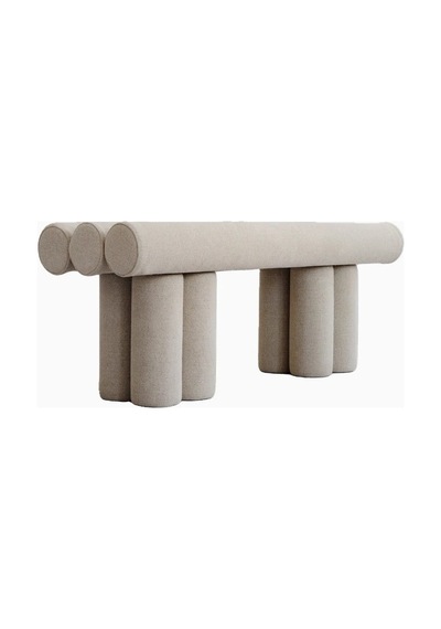 101 Copenhagen Hiro Keten, Minimalist Dekoratif Tasarım Bench Dikdörtgen Puflar Bej