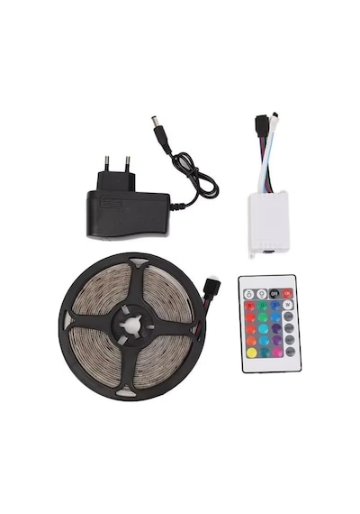 Wn-1161 Şerit Led 5 Metre Rgb Led Işık Uzaktan Kumandalı Tak Çalıştır 3 Çipli İç Mekan Led Çok Renkli