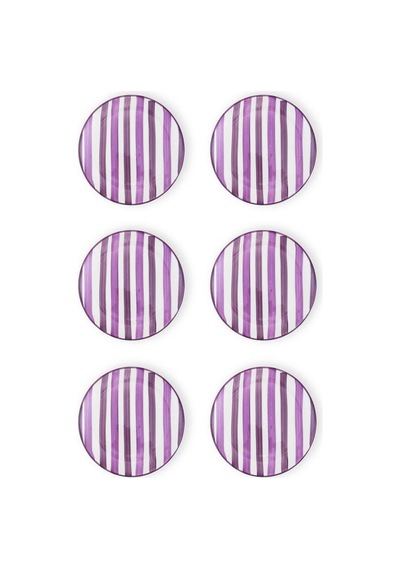The Mia Joy Pasta Tabağı 6lı Set Mor 19 Cm Çok Renkli