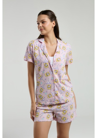 Rolypoly Kadın Pembe Gömlek Pijama Pembe