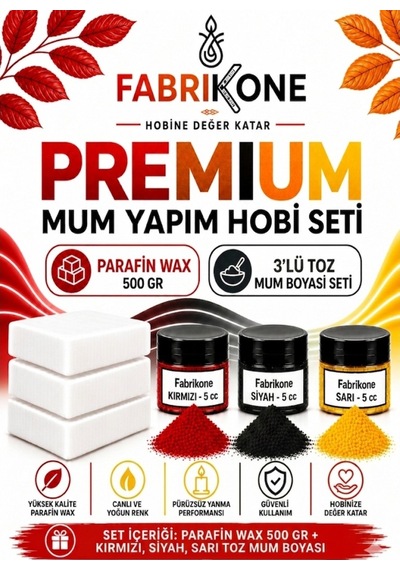 Premium Mum Yapım Hobi Seti - Parafin Wax 500 Gr - 3'lü Toz Mum Boyası Seti - Kırmızı, Siyah, Sarı Bkfabpw5003kssr Karışık