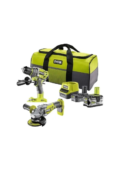 Ryobi Rck182bl-252s Set Matkap+taşlama 18v 1x2.0 Ah + 1x5.0 Ah