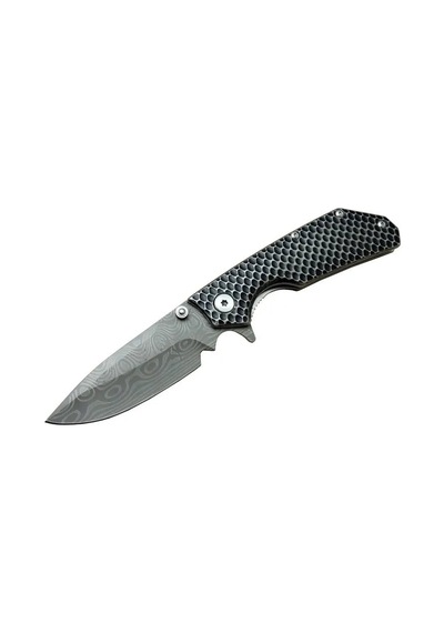 Muhtelif Damascus Dms 2 16 Gri Kamp Çakı 21cm- Yarı Otomatik, Kemerlikli, Metal Sap