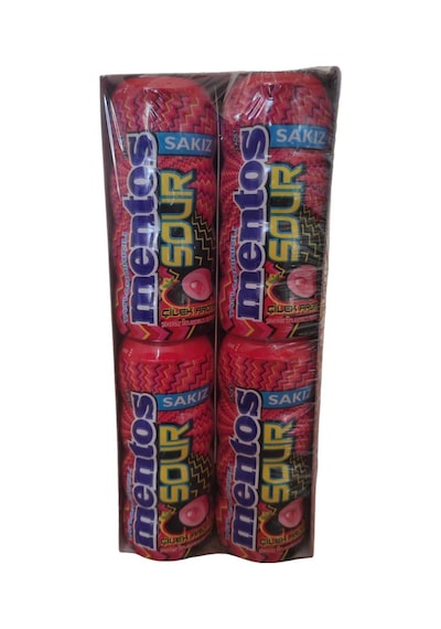Mentos Sour Çilek Aromalı Şekersiz Tatlandırıcılı Ekşi Draje Sakız 30 G X 12 Adet
