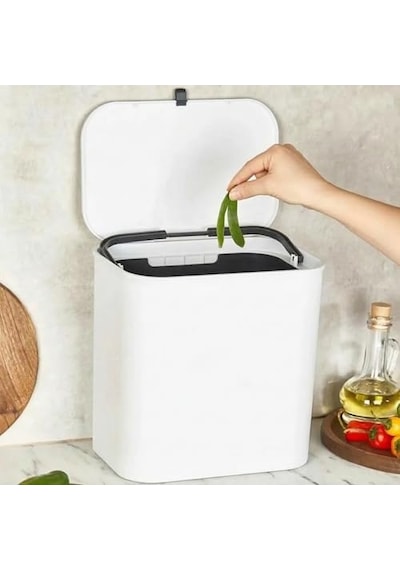 Dolap Kapağına Asılabilir 15 Litre Çöp Kovası, Duvara Yapıştırılabilir Çift Tarafa Açılabilir Mutfak Çöp Çok Renkli