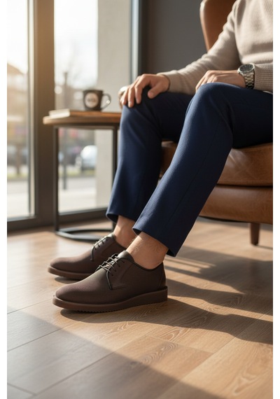 Enoch Erkek Smart Casual Bağcıklı Ayakkabı - Tekstüre Üst Yüzeyli Ve Esnek Hafif Tabanlı Klasık Ayakkabı Kahverengi Enoch Erkek Smart Casual Bağcıklı Ayakkabı - Tekstüre Üst Yüzeyli Ve Esnek Hafif Tabanlı Klasık Ayakkabı Kahverengi