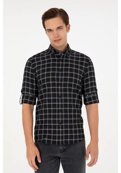 U.s. Polo Assn. Erkek Siyah Gömlek Desenli 50296615-vr046 Siyah