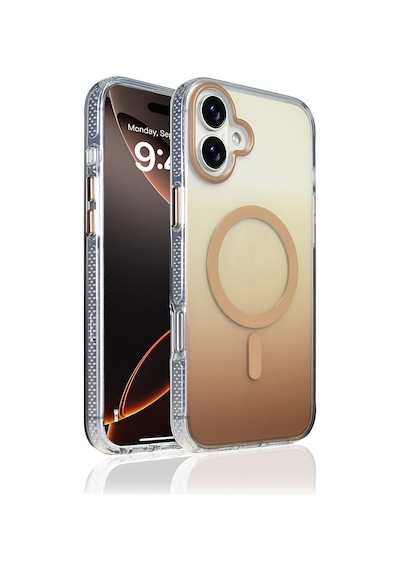 Zore İphone 16 Plus Kılıf M-safe Şarj Özellikli Transparan Renk Geçişli Nvth Toros Kapak - Rose Pembe