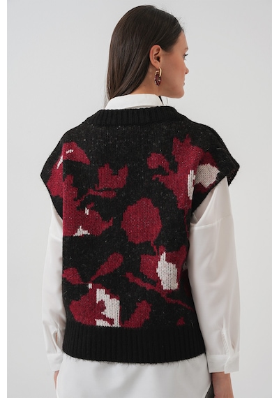 Bigdart 15923 Kadın Oversize Triko Süveter - Siyah
