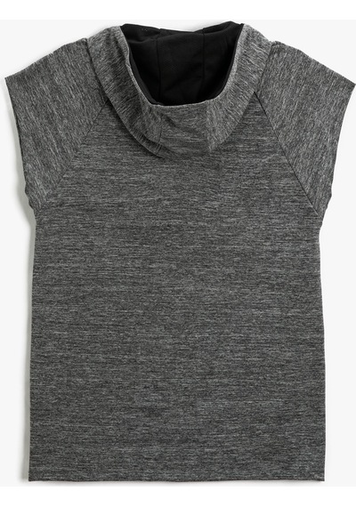 Koton Basic Spor Tişört Kolsuz Kapşonlu Gri Melanj 3Sam10022Nk 3Sam10022Nkgrm Gri Melanj