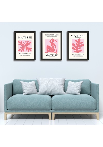 Henri Matisse 3'lü Alüminyum Çerçeveli Poster Seti - Önden Açılır A3 Açılır Kapanır Çerçeve Seti, Siyah