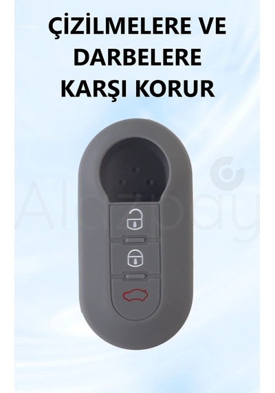 Fiat 500 Doblo Fiorino Punto Ducato Bravo Panda Silikon Anahtar Kılıfı Gri