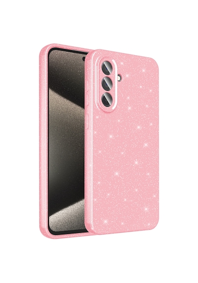 Galaxy Uyumlu A56 Kılıf Kamera Korumalı Simli Parıltılı Lüks Silikon Açık Pembe