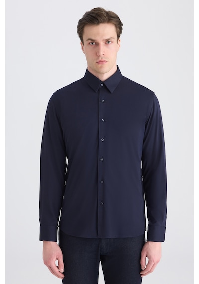 D'S Damat Ds Damat Slim Fit Lacivert Örme Gömlek 5hc020702280m Çok Renkli
