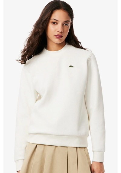 Lacoste Women's Relaxed Fit Crew Neck Cotton Sweatshirt Kadın Rahat Kesim Sweatshirt Beyaz Beyaz