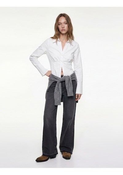 Koton Slim Fit Düğmeli Klasik Yaka Uzun Kollu Gömlek Beyaz 6wal60078ıw Beyaz