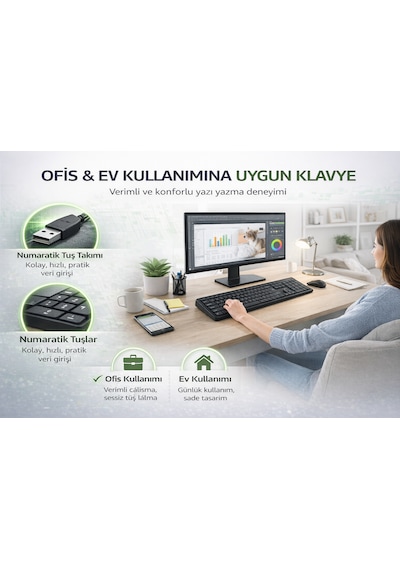 Yk Design Yk-40 Kablolu Standart Klavye Usb Q Türkçe Tuş Dizilimi Siyah